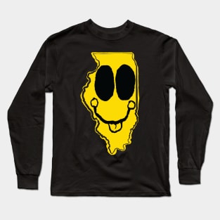 Illinois Happy Face with tongue sticking out Long Sleeve T-Shirt